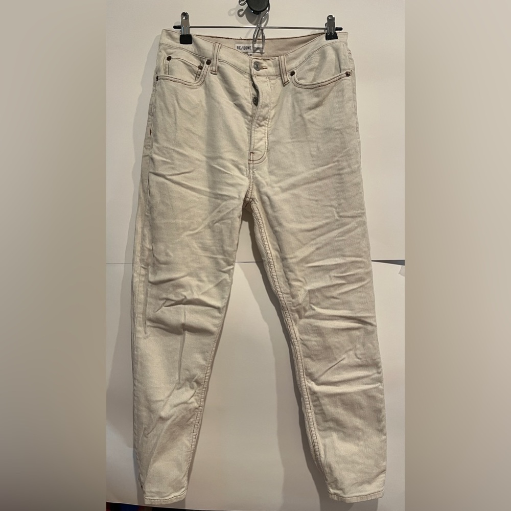Re/Done White Corduroy Straight Leg Pants